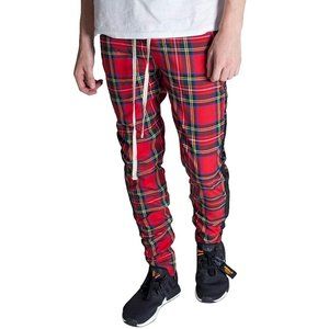 KDNK Plaid Track Pants with Ankled Zippers